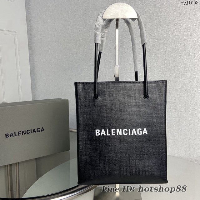 Balenciaga專櫃爆款牙籤紋小牛皮手提購物袋 巴黎世家小號方形購物包 fyj1098