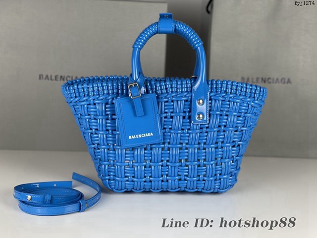 Balenciaga專櫃爆款漆面人造皮革編織敞口托特包 巴黎世家中號Bistro菜籃子包 款號:080807 fyj1274