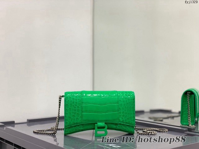 Balenciaga專櫃爆款鱷魚紋牛皮女包 巴黎世家沙漏鏈條斜挎包 fyj1329