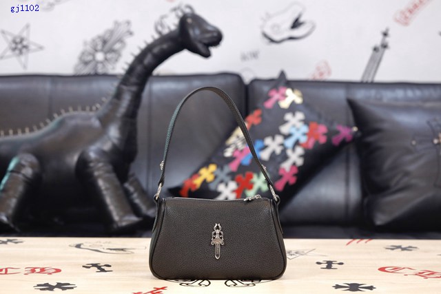 Chrome Hearts專櫃高端皮具包包 克羅心925純銀五金摔紋牛皮腋下包 gj1102