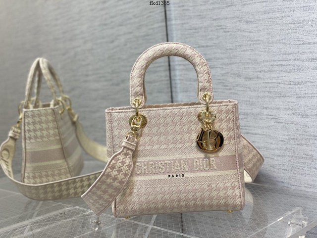 Dior專櫃2025新款顏色Lady包 迪奧淡粉Lady最新千鳥格系列女包 fkd1385