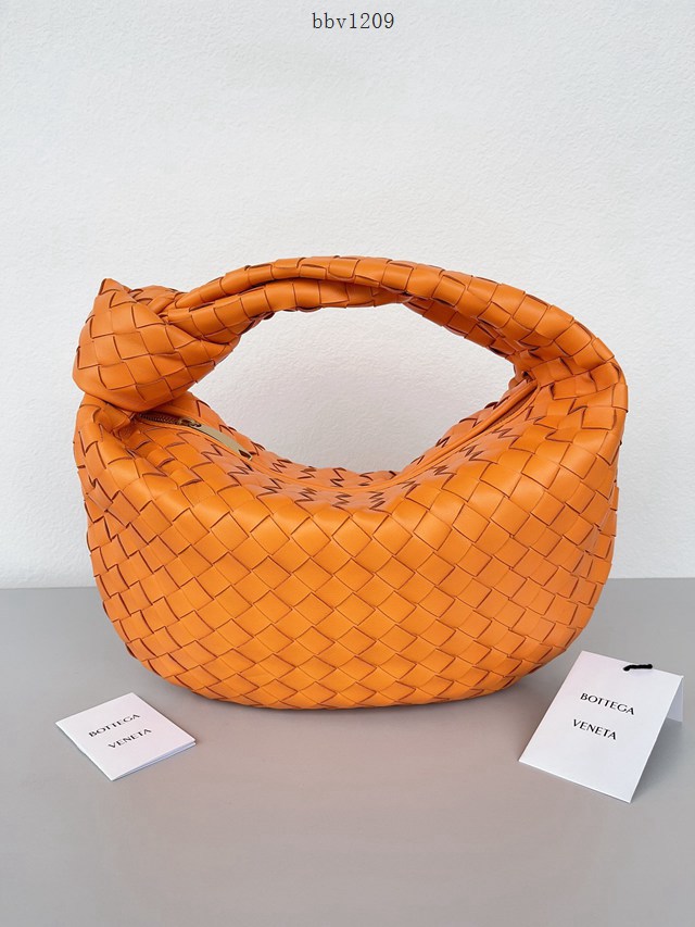 BV專櫃新款手工編織女包 葆蝶家jodie中號橙色原廠牛皮雲朵包 款號:690225 bbv1209