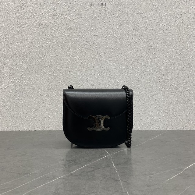 Celine專櫃新款全皮n凱旋門馬鞍包 賽琳新顏色鏈條款凱旋門金色包扣女包 xxl1061