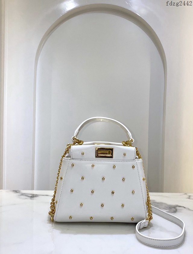 FENDI专柜精品包包 芬迪鏈條單肩斜挎包 Fendi軟羊皮手提包 3597白色 fdzg2442