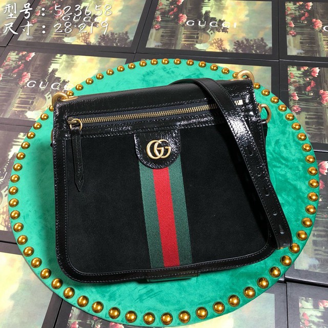 Gucci經典款女包 523658 古馳新款Ophidia系列 Gucci紅色磨砂皮肩背包 Gucci女士斜挎包 gqy1953