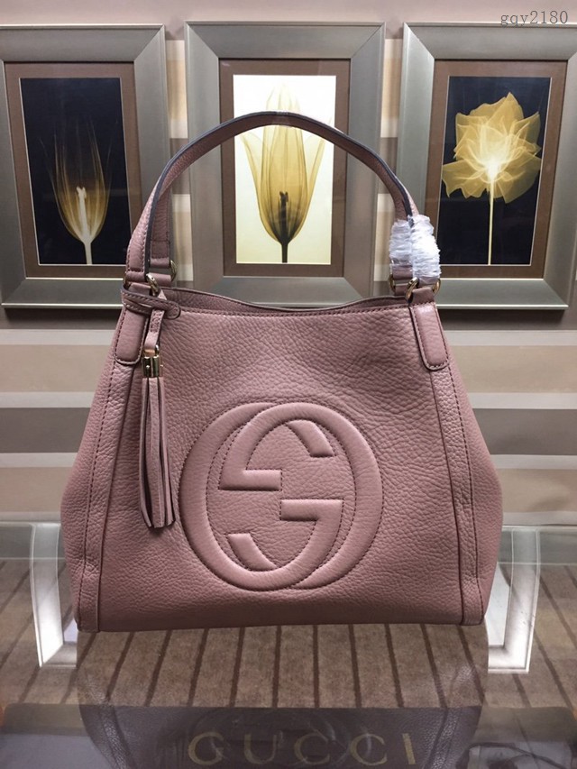 Gucci高仿專櫃女包 282309 GUCCI古馳流蘇壓印雙G手提包 古奇新款進口牛皮時尚中號肩背包 gqy2180