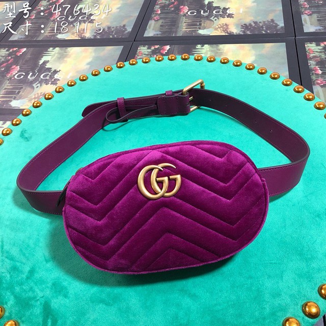 Gucci腰包 476434 古馳原單新款 古奇GG Marmont天鵝絨女士腰包 gqy2372