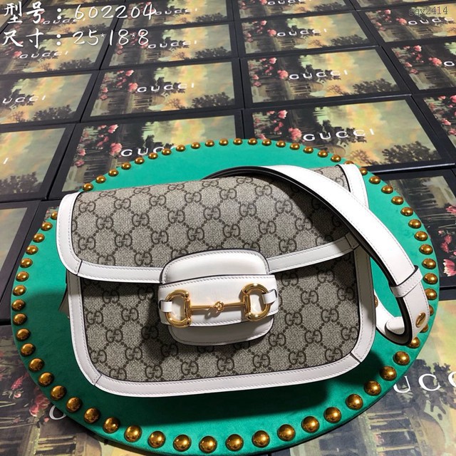 Gucci經典款女包 602204 古馳Gucci復古風單肩斜挎女包 古奇1955馬鞍包 gqy2414