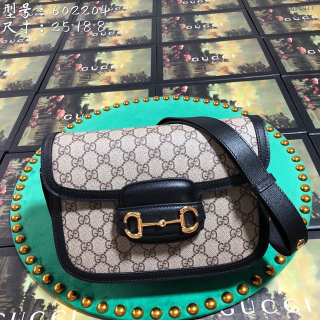Gucci經典款女包 602204 古馳Gucci復古風單肩斜挎女包 古奇1955馬鞍包  gqy2417