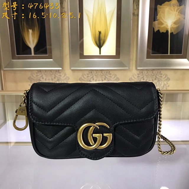 Gucci經典款女包 476433 GG Marmont鏈條迷你手袋 古馳女士單肩斜挎包 gqy2558