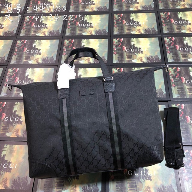 Gucci專櫃款男包 449180 古馳波士頓包 尼龍旅行袋 Gucci單肩手提肩背包 gqy2588
