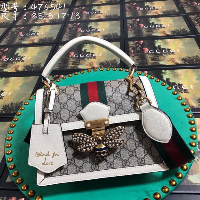 Gucci高仿專櫃女包 476541 古馳Queen Margaret系列手提包 瑪格麗特皇后 Gucci小蜜蜂托特包 gqy2738