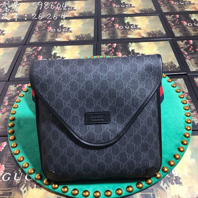 Gucci專櫃款男包 598604 古馳Vintage彩色肩帶 虎頭小方包 Gucci男士郵差包 gqy2800