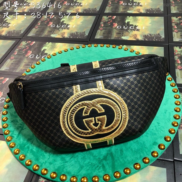 Gucci腰包 536416 古奇Belt Bag聯名系列 印花牛皮 古馳新款腰包 古馳男士胸包 gqy2828