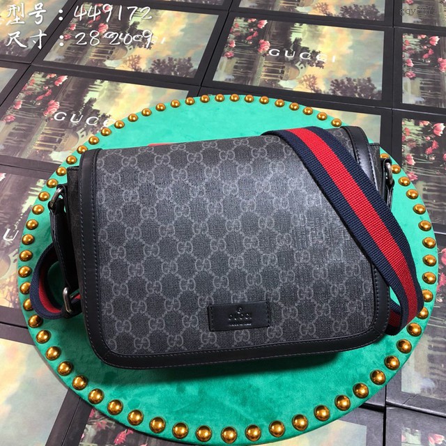 Gucci專櫃款男包 449172 古馳男士時尚款帆布單肩斜挎包 gucci男士休閒挎包 gqy2872