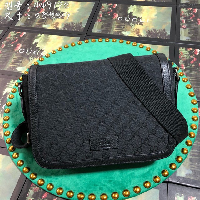 Gucci專櫃款男包 449172 古馳男士時尚款帆布單肩斜挎包 gucci男士休閒挎包 gqy2874