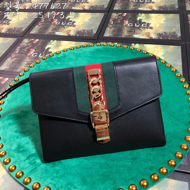 Gucci經典款女包 477627 GUCCI古馳紅綠條紋皮質手拿包 Gucci女士手拿包 gqy3050