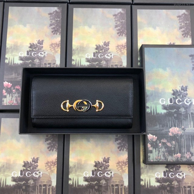 Gucci經典款錢夾錢包 573612 古馳2019新款女士長夾 Zumi系列 G馬銜扣 Gucci翻蓋長錢包 gqy3191
