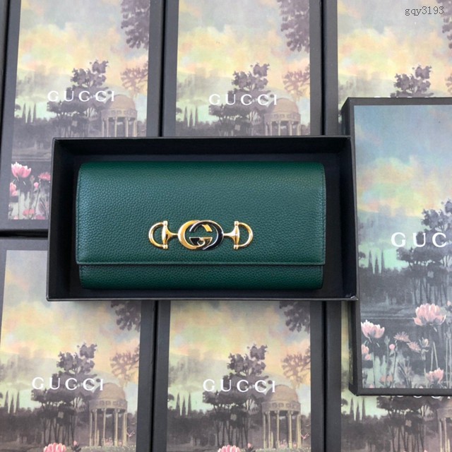 Gucci經典款錢夾錢包 573612 古馳2019新款女士長夾 Zumi系列 G馬銜扣 Gucci翻蓋長錢包 gqy3193