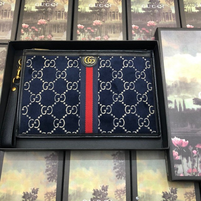 Gucci手包 575371 古馳最新款天鵝絨手拿包 Gucci手腕錢包 gqy3336