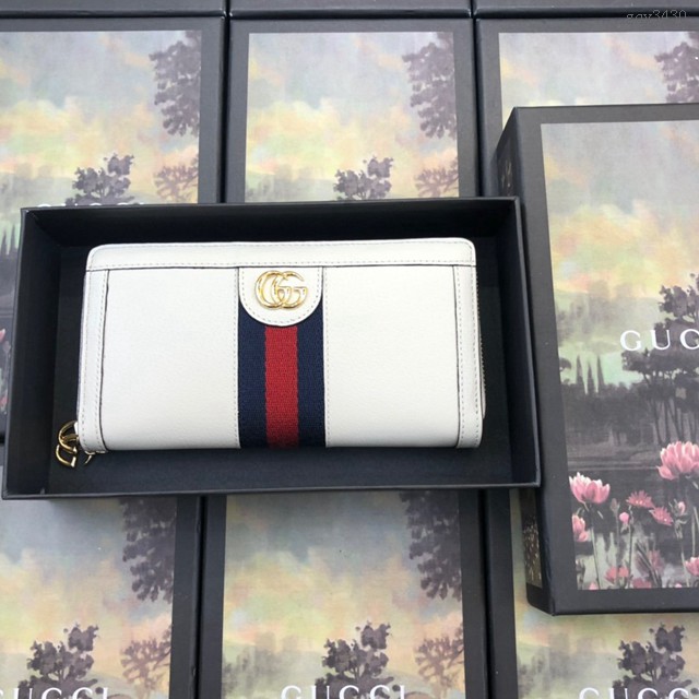 Gucci經典款錢夾錢包 523154 古馳最新款ophidia系列 Gucci拉鏈長錢包 Gucci女士拉鏈長夾 gqy3430