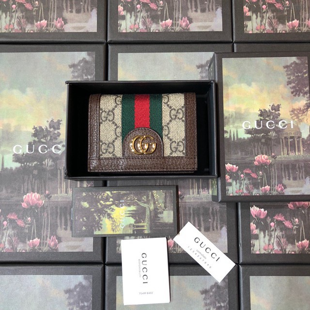 Gucci經典款錢夾錢包 523155 古馳最新款ophidia系列小卡包 Gucci女士零錢包 Gucci名片盒  gqy3445