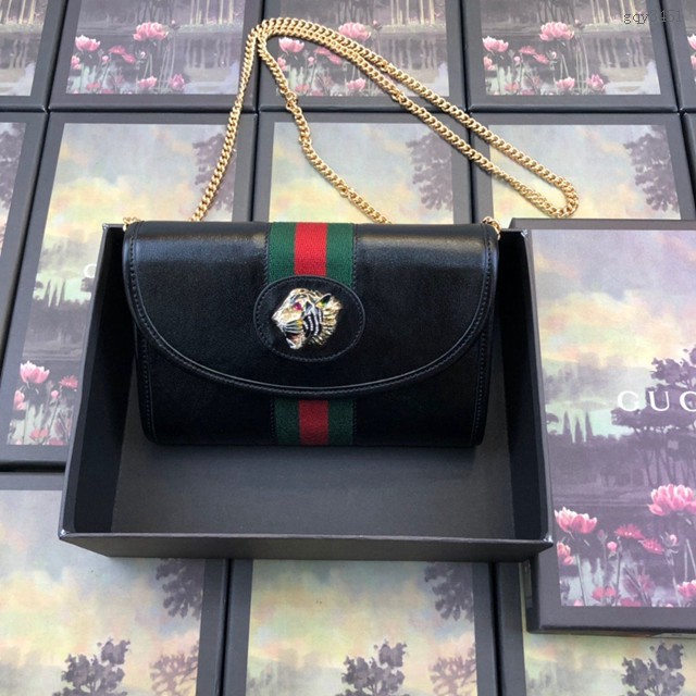 Gucci經典款女包 573797 古馳2019原單新款 官網同步 Rajah系列迷你鏈條斜挎包 gqy3451