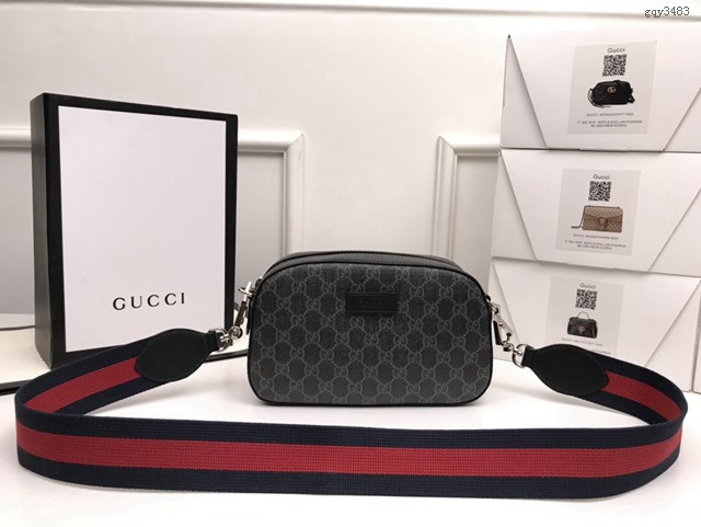 Gucci專櫃款男包 574886 古馳pvc黑色 男士休閒小挎包 gqy3483