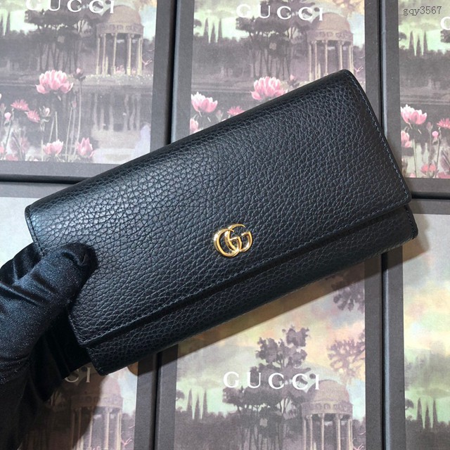 Gucci經典款錢夾錢包 456116 古馳女士牛皮雙G長款錢包 Gucci翻蓋女士長錢夾 gqy3567