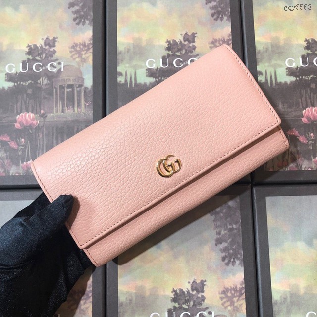 Gucci經典款錢夾錢包 456116 古馳女士牛皮雙G長款錢包 Gucci翻蓋女士長錢夾 gqy3568