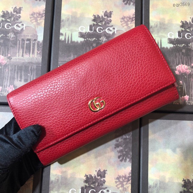 Gucci經典款錢夾錢包 456116 古馳女士牛皮雙G長款錢包 Gucci翻蓋女士長錢夾 gqy3569