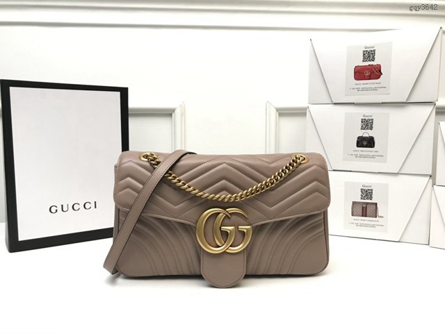 Gucci經典款女包 443496 古馳GG Marmont系列 Gucci中號肩背斜挎鏈條包 gqy3642