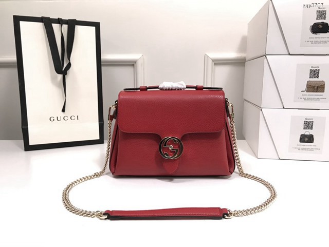 Gucci高仿專櫃女包 510302 古馳女士粉色牛皮郵差風琴包 Gucci迷你斜挎小方包 Gucci全牛皮手提包  gqy3707