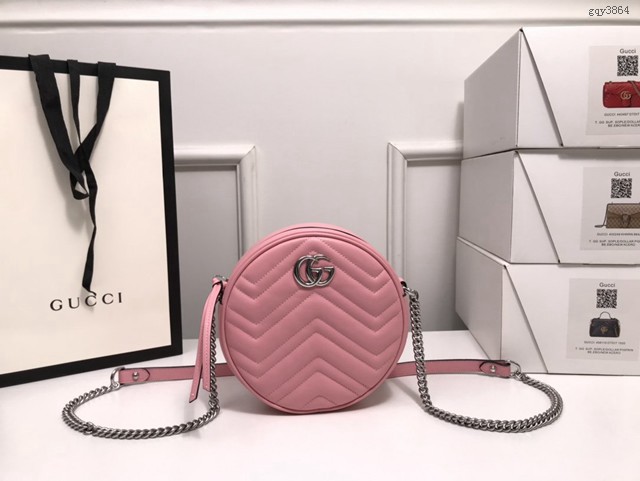 Gucci經典款女包 550154 古馳Marmont 2020ss春夏馬卡龍新色 全新圓形鏈條斜挎包  gqy3864