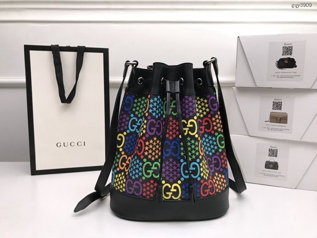 Gucci經典款女包 598149 古馳GG Psychedelic魔幻跳跳糖系列 Gucci肩背水桶包  gqy3909