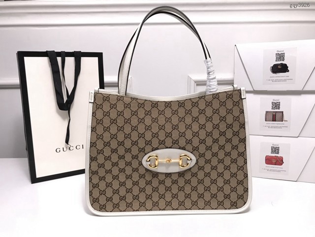 Gucci高仿專櫃女包 623694 古馳GG1955馬銜扣托特包 Gucci手提購物袋 gqy3926
