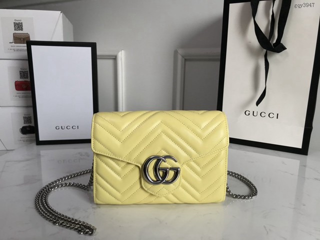 Gucci經典款女包 474575 古馳Marmont系列單肩鏈條包 Gucci全皮迷你小挎包 gqy3947