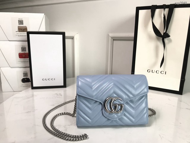 Gucci經典款女包 474575 古馳Marmont系列單肩鏈條包 Gucci全皮迷你小挎包  gqy3948