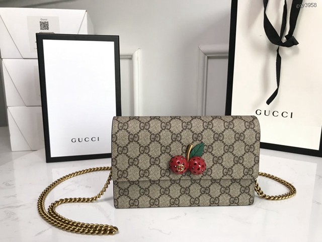 Gucci經典款女包 481291 古馳新款小櫻桃鏈條包 Gucci女士小挎包 gqy3958
