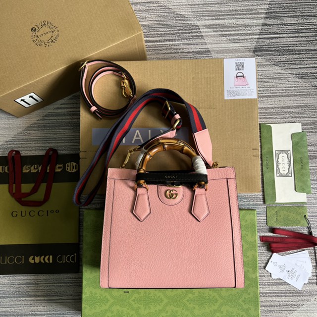 Gucci官網2022新款兩根霓虹色扣帶女包 古馳原廠皮竹節中號手提托特包702721 gqy4678