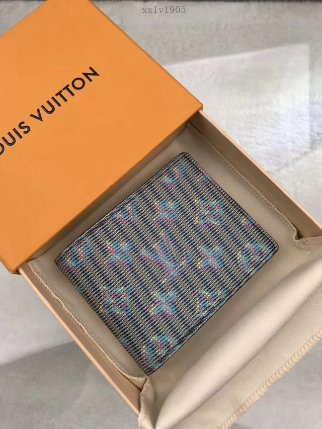 路易威登LV錢包 M62294蘭花 經典圖案浸潤霓虹色彩 Slender錢夾包 LV男士短夾 xxlv1905