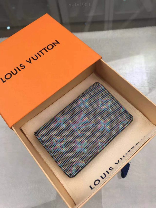 路易威登LV錢包 M60502蘭花 2019秋冬款 男女款卡夾 LV新款帆布皮夾卡包 xxlv1909
