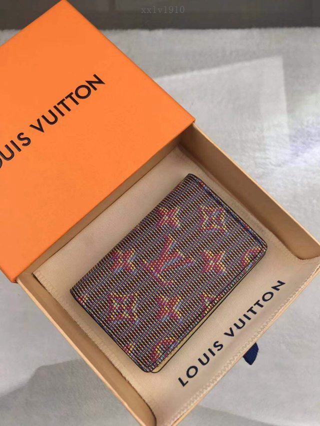 路易威登LV錢包 M60502紅花 2019秋冬款 男女款卡夾 LV新款帆布皮夾卡包 xxlv1910