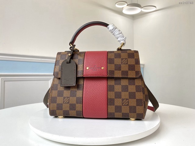 路易威登LV女包 N64416 酒紅色小號 Bond Street BB手袋 LV棋盤格新款手提肩背斜挎女包 xxlv2743
