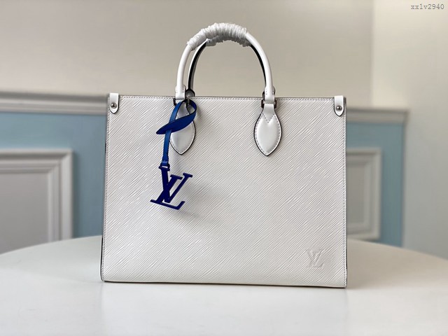 路易威登LV女包 M56081 白色 Onthego中號托特包 LV新款多功能手提購物包 xxlv2940