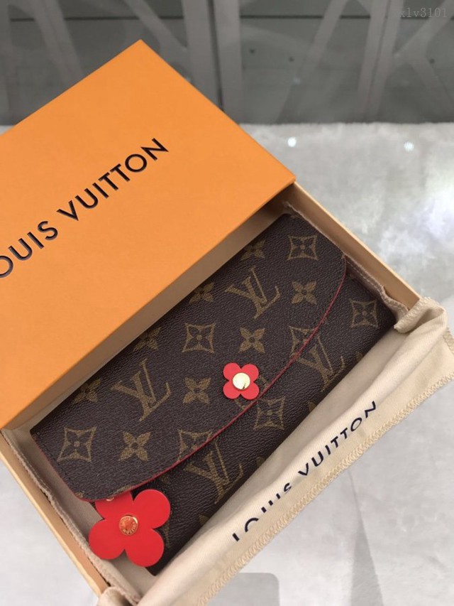 路易威登LV錢包 M62941梅花 LV專櫃新款老花翻蓋女士長錢包 Emilie錢夾 xxlv3101