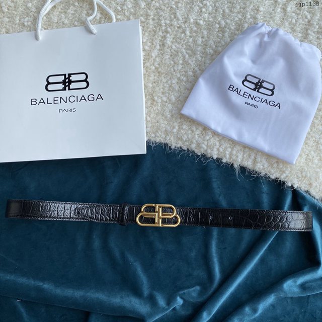 Balenciaga女士皮帶 巴黎世家BB經典logo扣腰帶 巴黎世家小牛皮皮帶 jjp1138