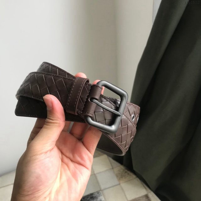 BV高端男士皮帶 寶緹嘉編織搭配槍色磨砂帶頭腰帶 寶緹嘉經典牛皮腰帶 jjp1532