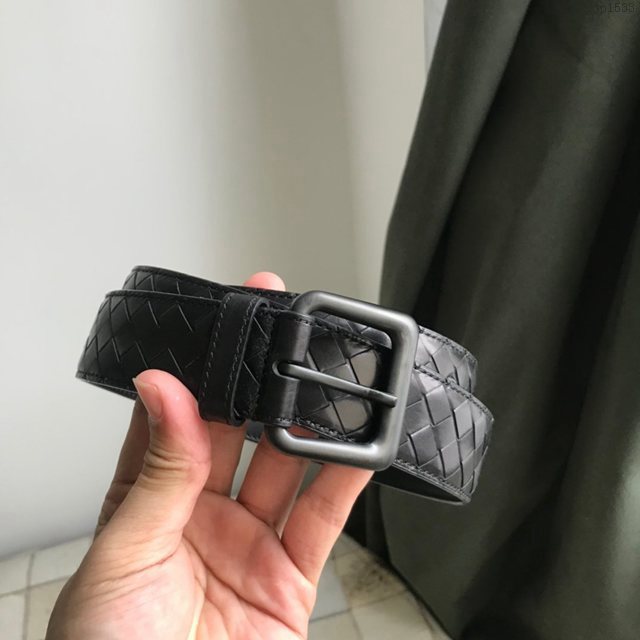 BV高端男士皮帶 寶緹嘉編織搭配槍色磨砂帶頭腰帶 寶緹嘉經典牛皮腰帶 jjp1533