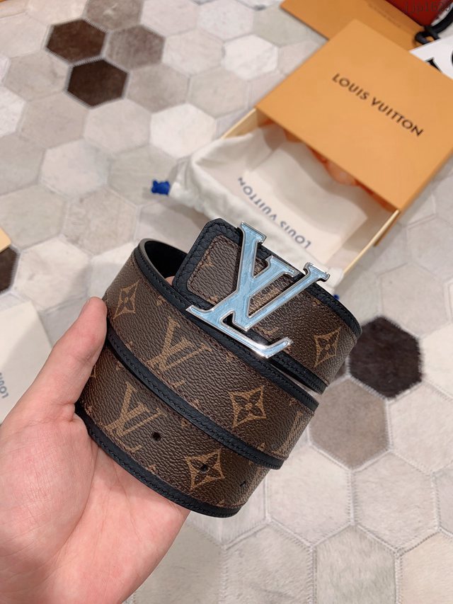 LV專櫃新款男士皮帶 路易威登高端男士腰帶 精緻手工繪邊 jjp1629